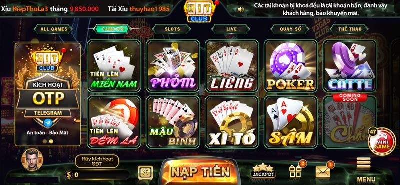 Cổng game bài với đa dạng cách chơi