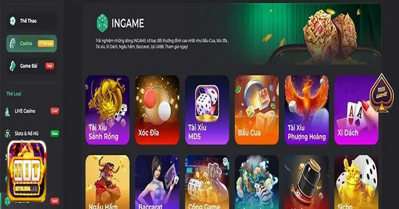 Các game bài cũng được ưu chuộng tại UK88 